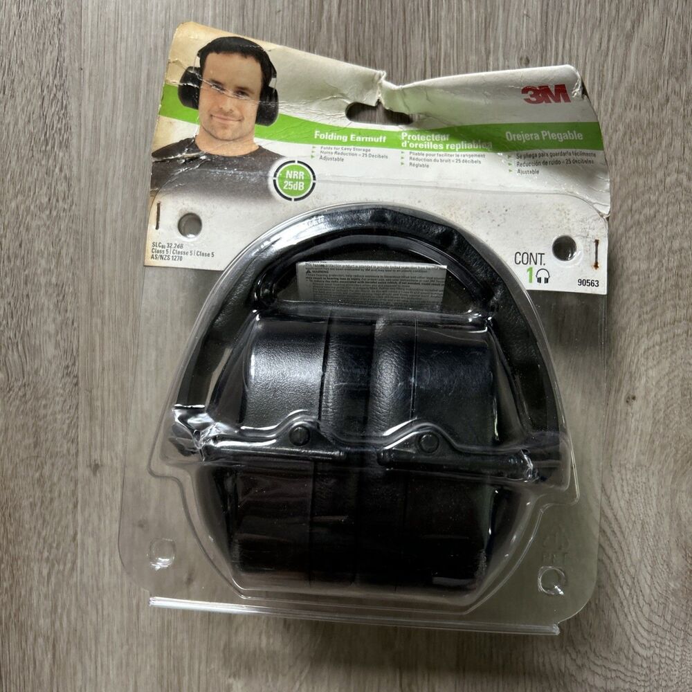 3M Folding Earmuff Hearing Protection Noise Reduction Rating 25 dB 90563 Black